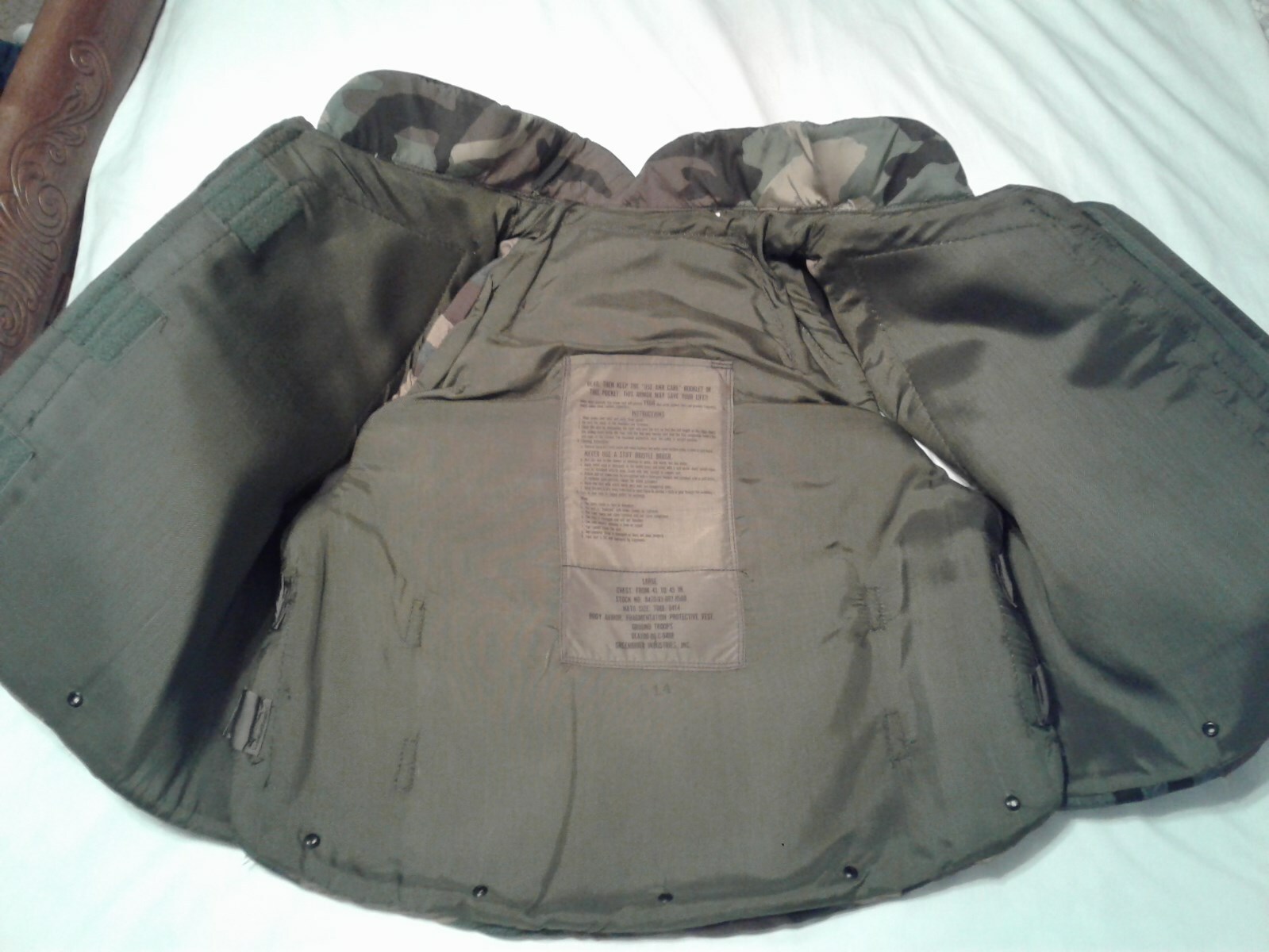 NEW USGI BDU BODY ARMOR FRAG VEST SIZE LARGE 89 DATE? COLLECTABLE NICE VEST