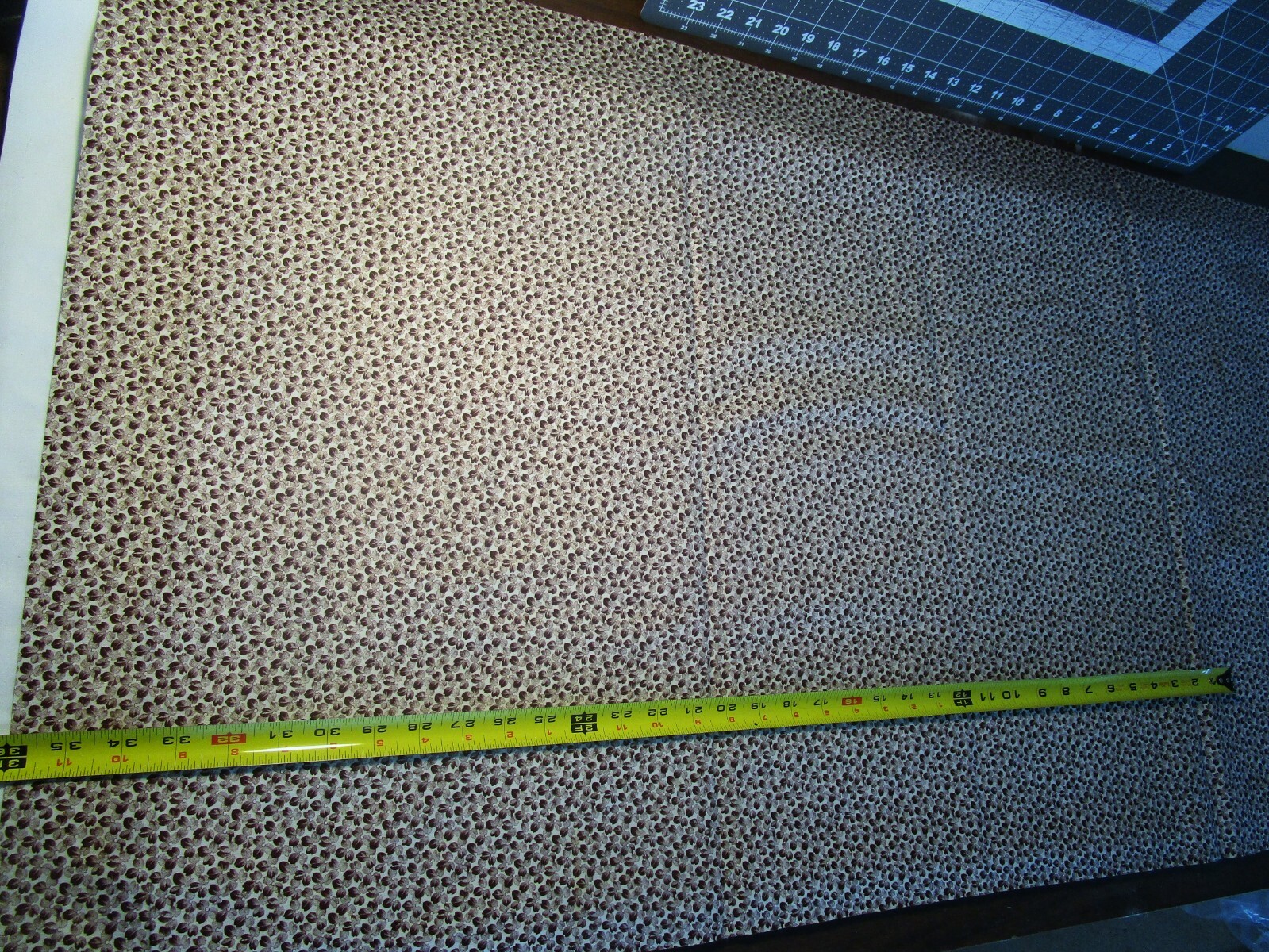 Antique Fabric Picotage Leaf Print-Madder Unused 26