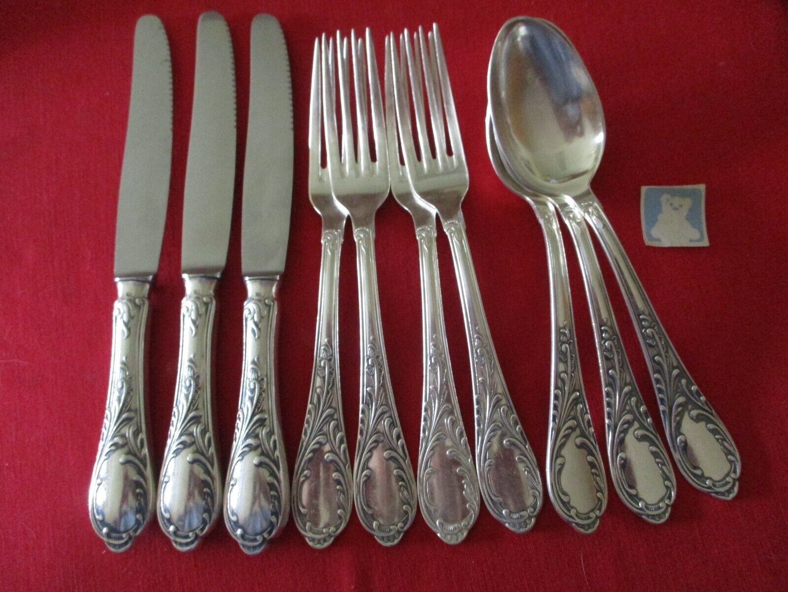 (10) Rostfrei Solingen Heavy Silverplate Knives, Forks & Spoons. Ornate #18