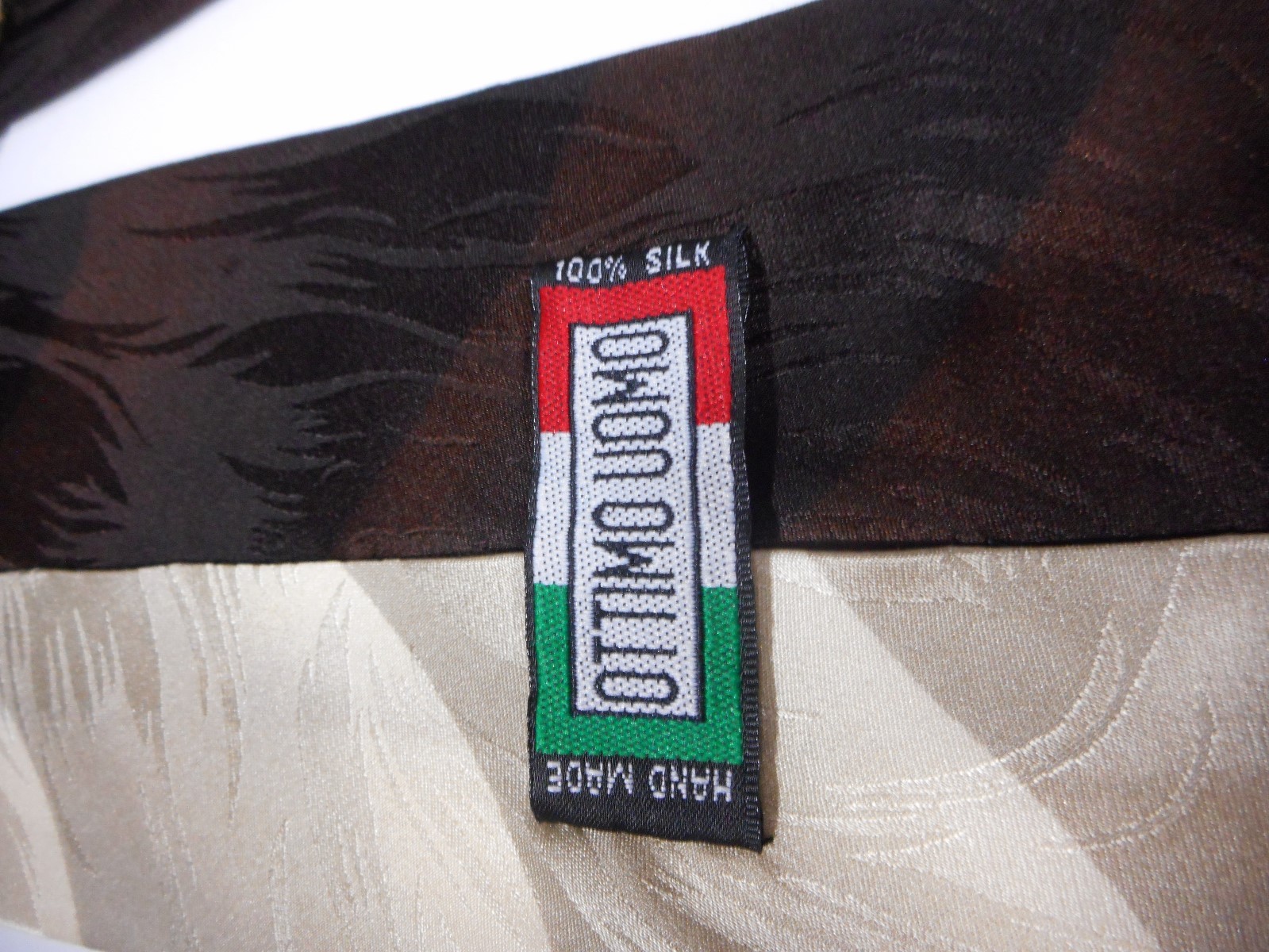 Ottimo Uomo Tie Silk Men's Retro Classy Wearable Art Brown Abstract Necktie