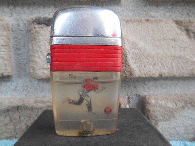 VINTAGE RARE SCRIPTO VU CIGARETTE LIGHTER RED BAND WITH FLOATING BOWLING MAN