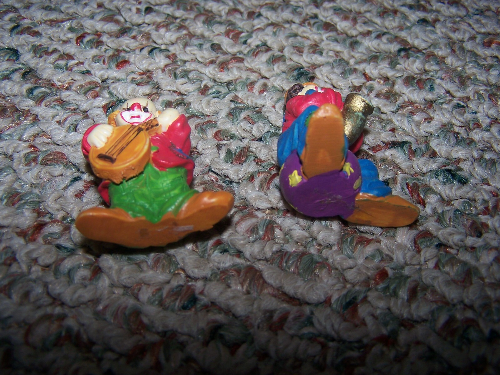 Lot of 2 Miniature Circus Clowns Playing Musical Instruments