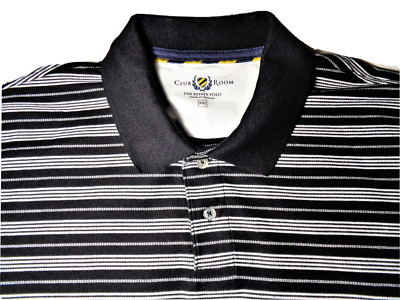 Club_Room_The_Estate_Men's _Shirt_Black_and_White _Striped_Polo_Size_2XL