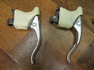 Vintage Saccon Road Bicycle Brake Levers Set Drop Bar White Hoods NOS