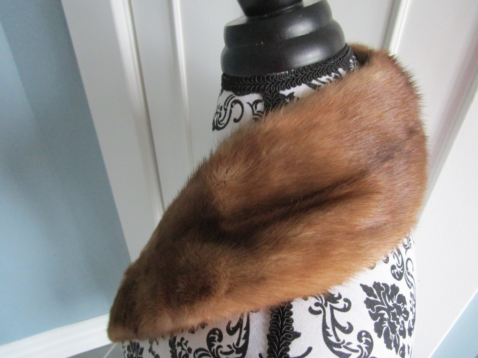 VINTAGE Honey Beige Real Genuine MINK FUR Lined Collar Scarf Jacket Coat