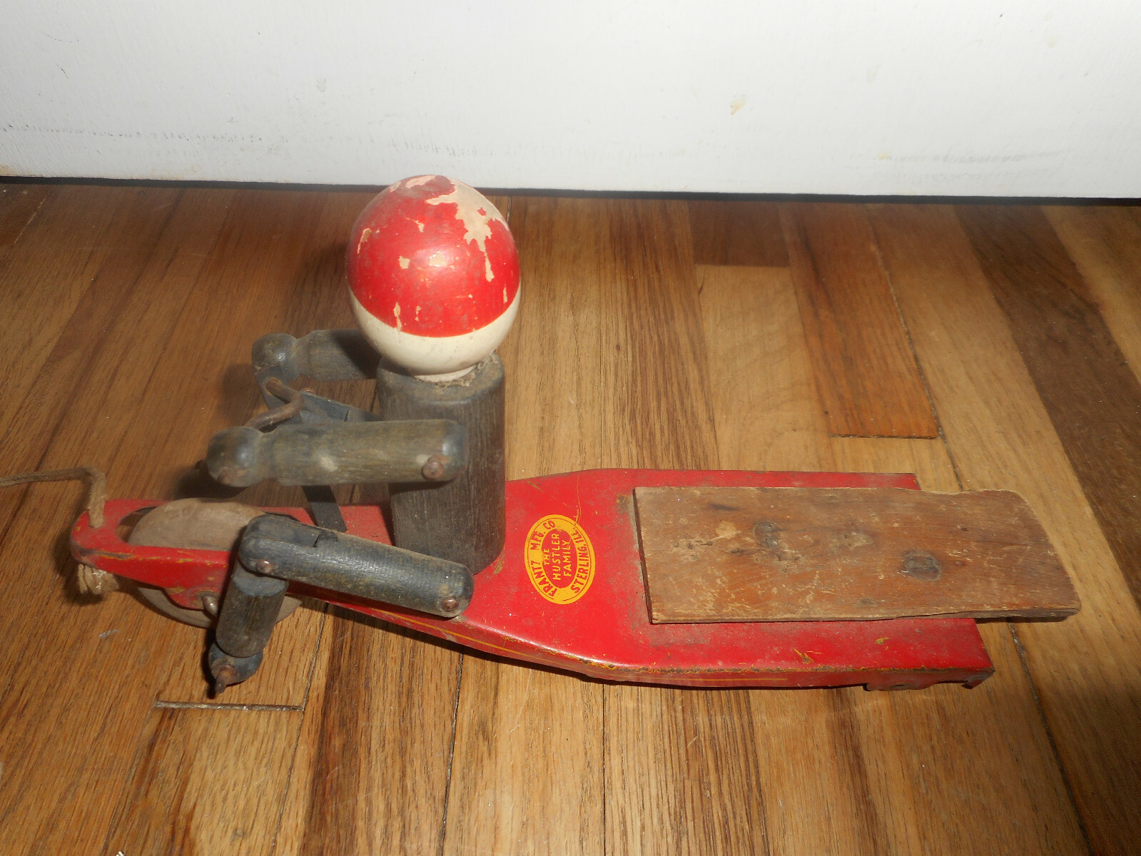 Vintage Frantz Toy Hustler Service Delivery Wagon Wood Pull Toy Parts Repair
