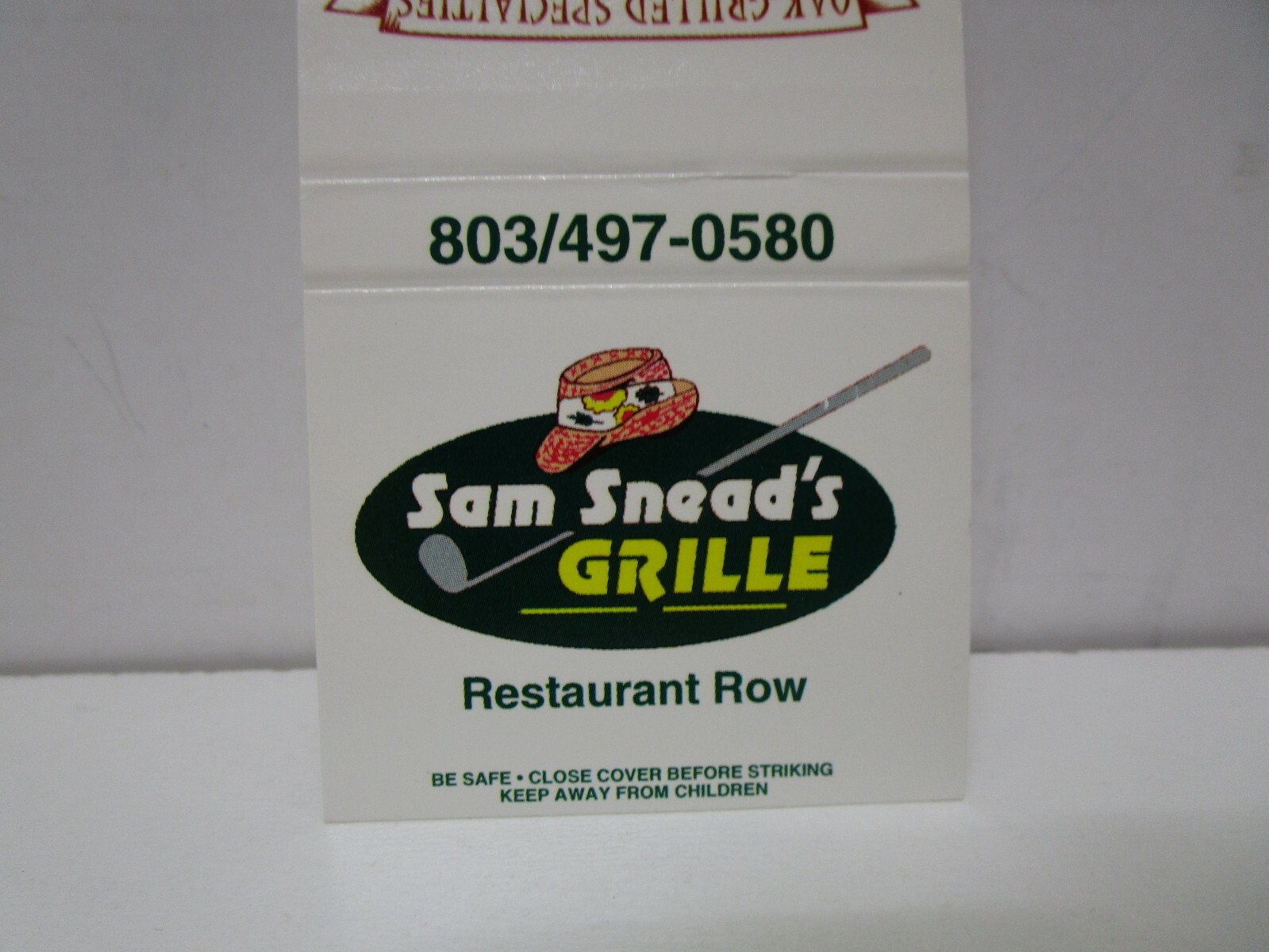 Sam Snead's Grille, Myrtle Beach, South Carolina Matchbook Cover - PGA Golfer