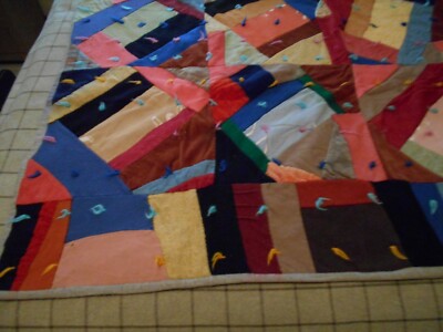 ANTIQUE VINTAGE BABY'S CRAZY QUILT WITH PROVENANCE