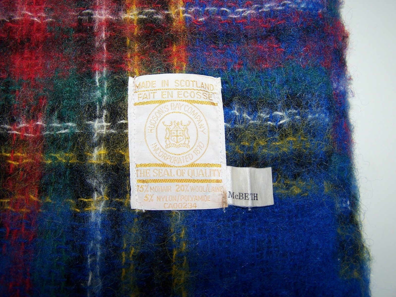 Hudson's Bay Mohair Blanket Made in Scotland - McBeth  70