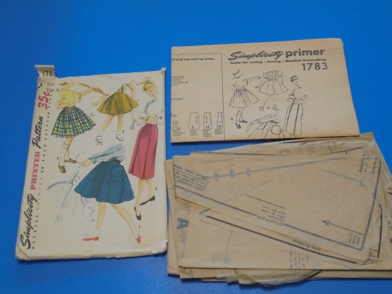 VTG 1950s Sewing Pattern Girls Set of Skirts Size 6 Simplicity 1783