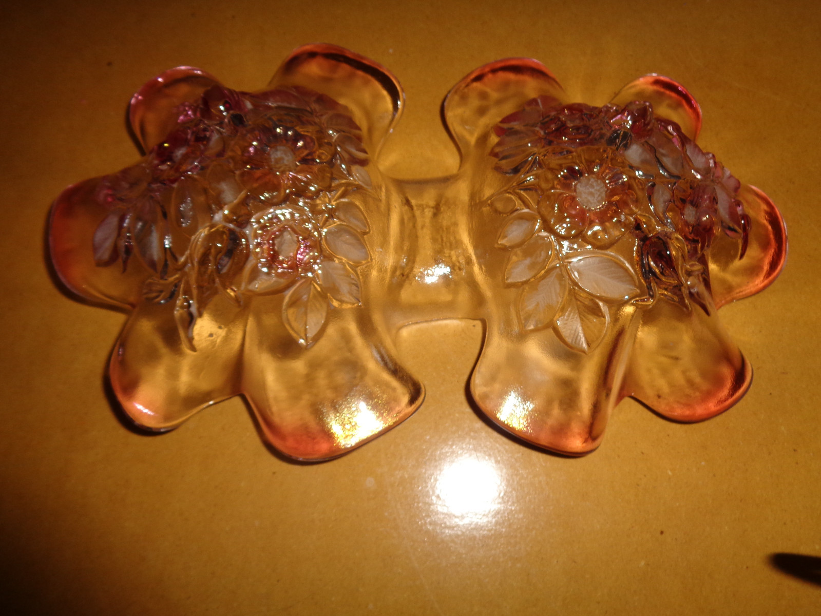 Pink Glass: Double Bowl Candy Dish: Mikasa/Vintage
