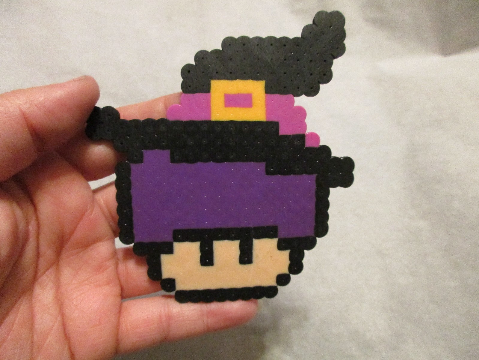 Nintendo Mario Mushroom video game Halloween Perler Bead pixel wall art magnet