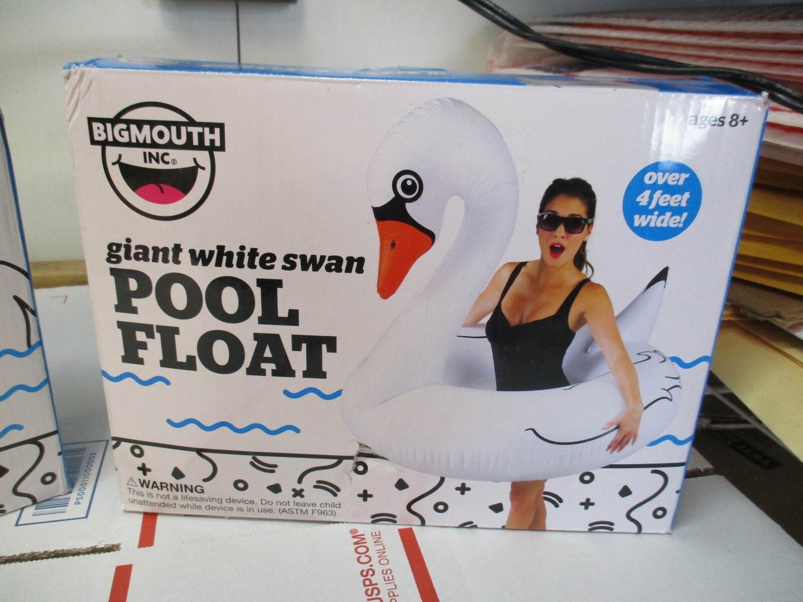 BIG MOUTH  PARTY INFLATABLE PARTY PONG & GIANT WHITE SWAN POOL FLOAT NEW