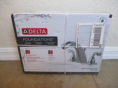 NIB Delta Foundations B3511LF-PPU-ECO Two Handle Widespread Faucet Chrome