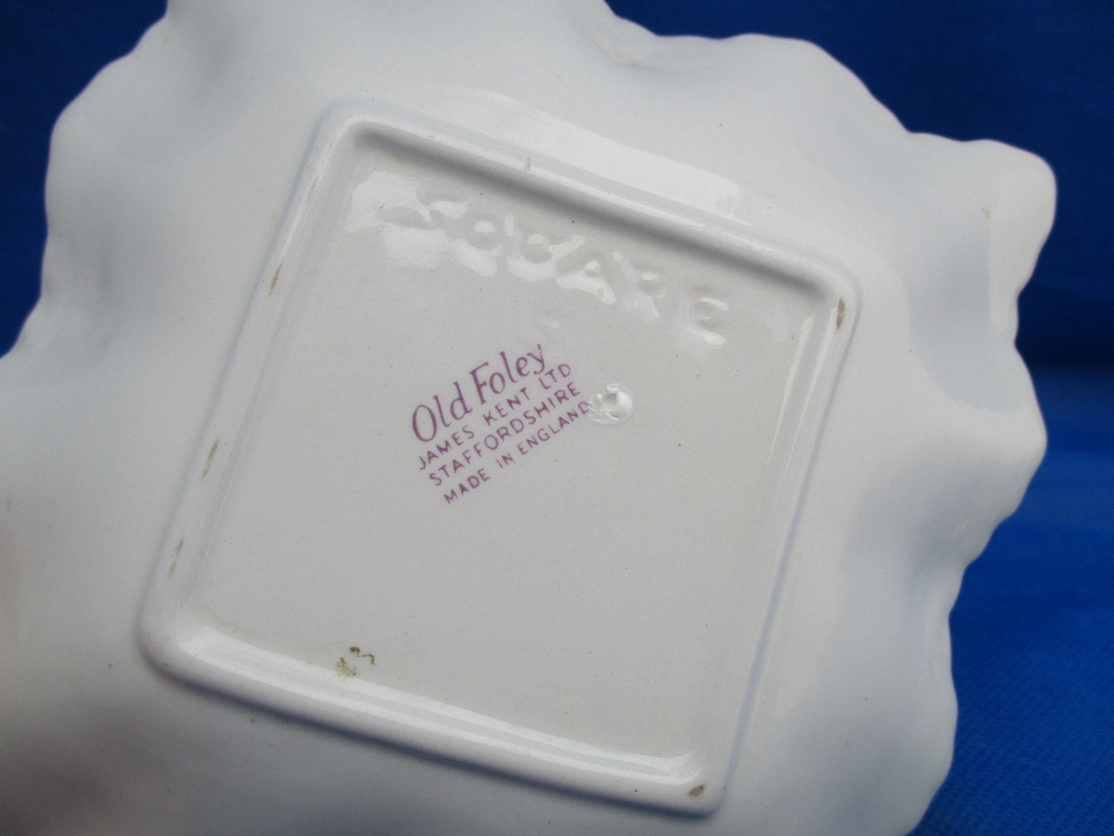 James Kent Old Foley Square Nut Dish Purple VIOLETS Green Leaves Trim 4.75