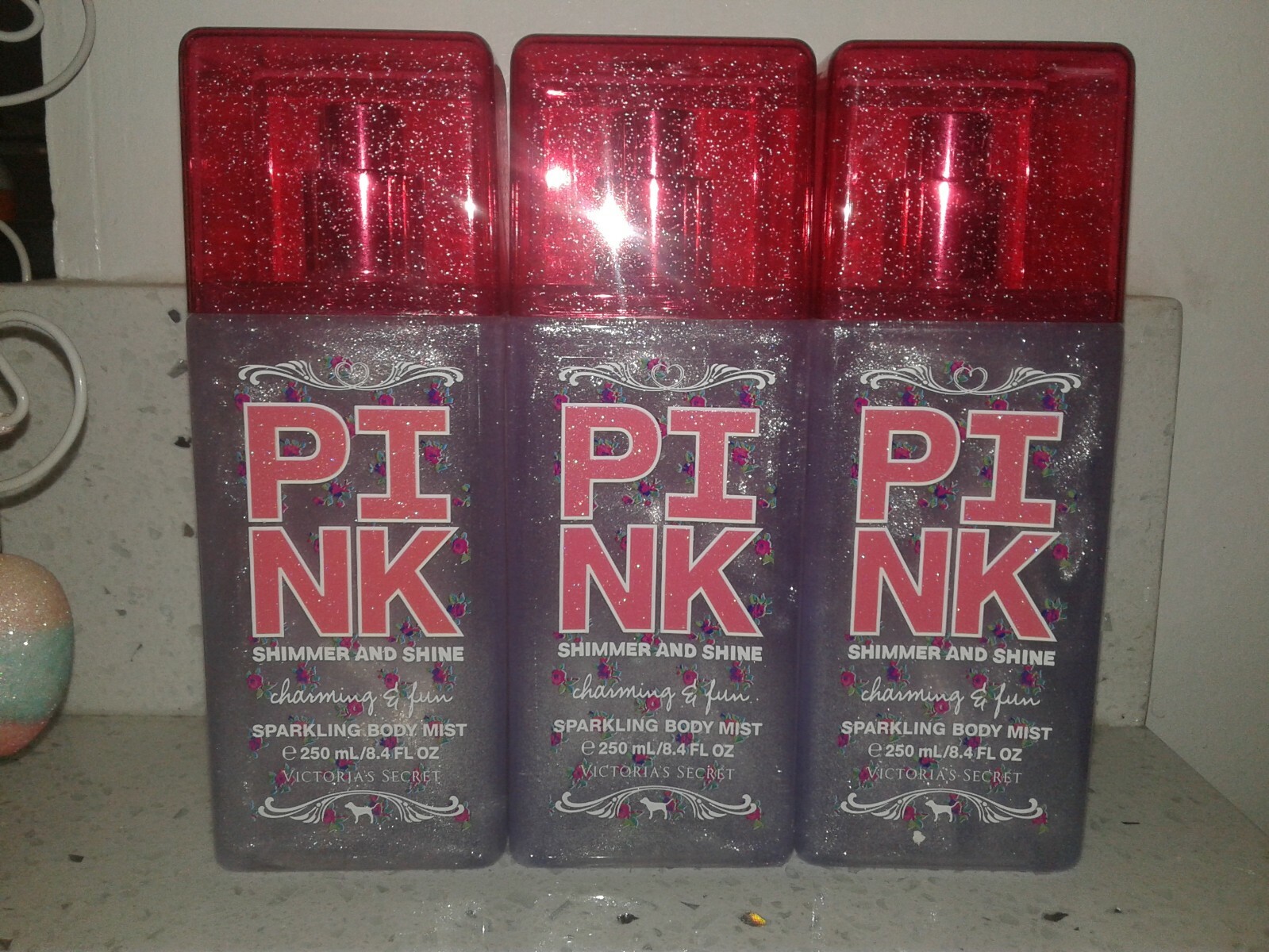 3x VICTORIA'S SECRET PINK CHARMING and & FUN SHIMMER