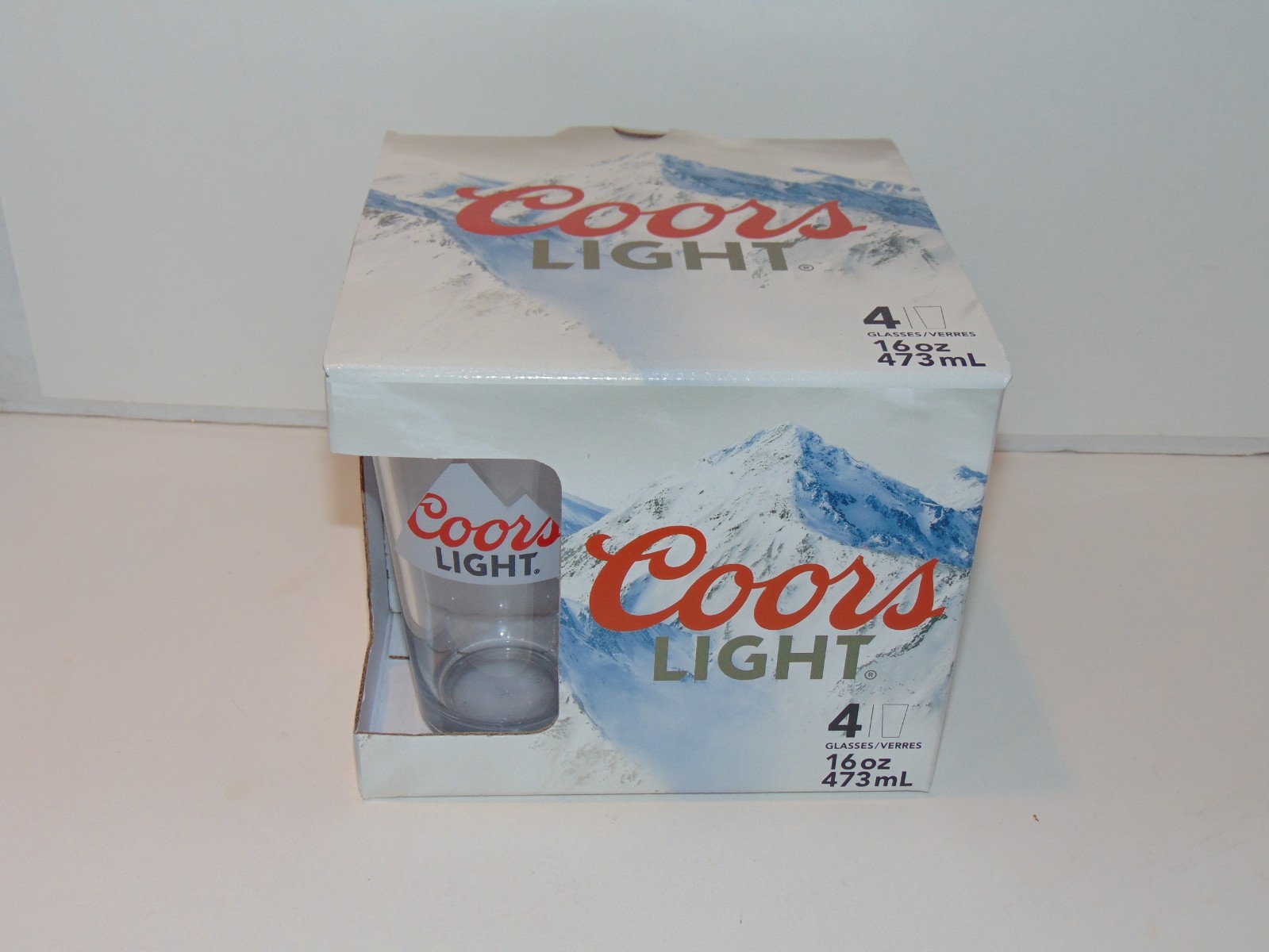 Coors Light Beer 16 OZ Pint Glasses Brand New Set of 4 In Box Libbey Glass NICE!