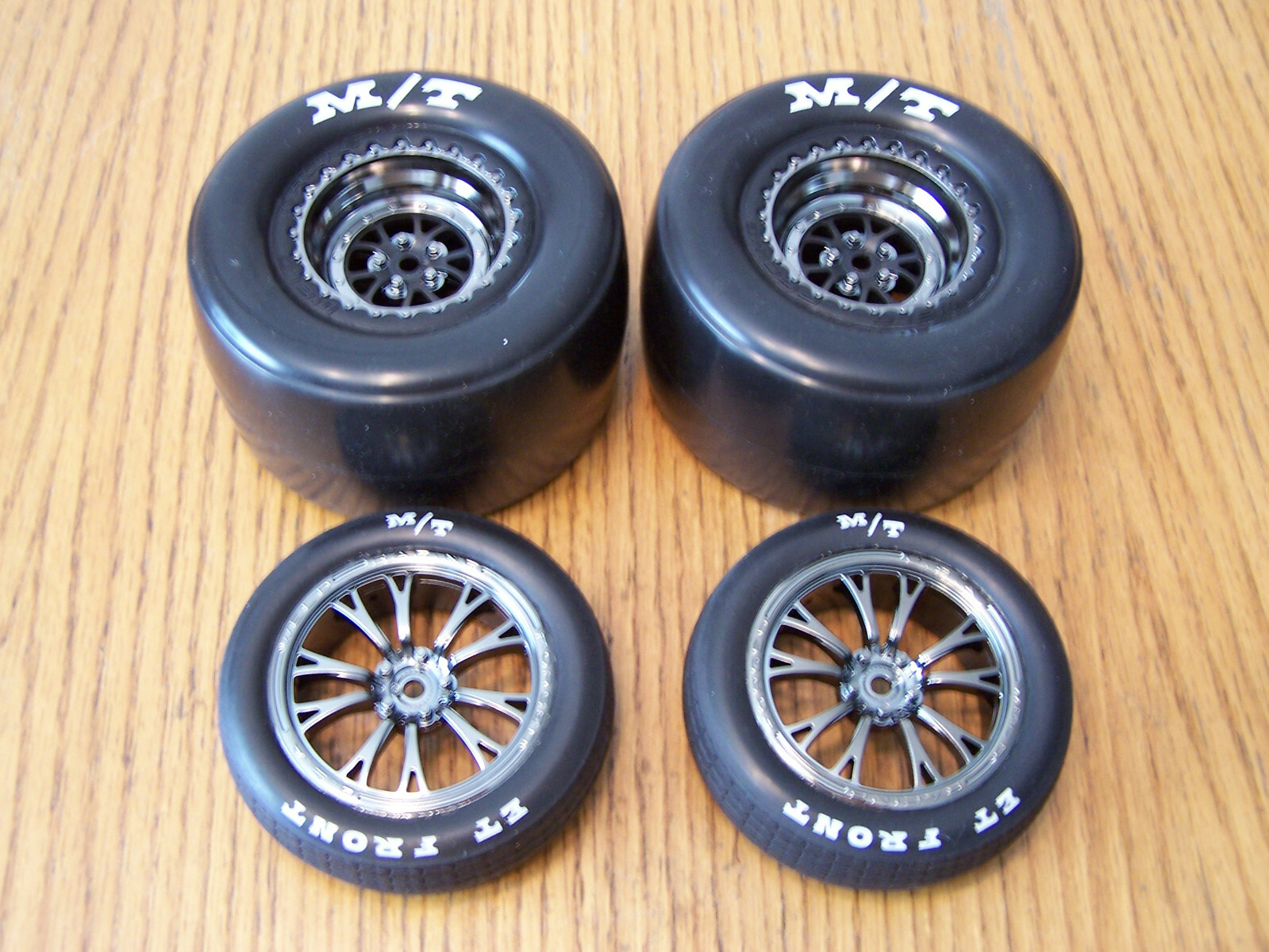 Fits Traxxas 1/10 2wd Drag Slash Mickey Thompson Tires 12mm Black Chrome Wheels