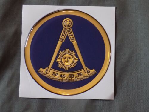 Masonic 3" Gel Car Emblem Past Master Mason without Square Blue Fraternity NEW!
