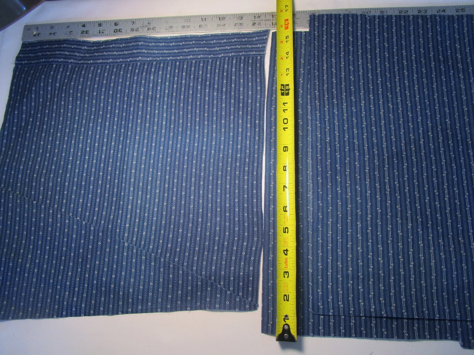 Antique Fabric Remnants Indigo calico  3 lrg pcs Quilt  Primitives