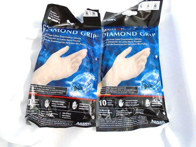 MIRCROFLEX MF-300-RPL POWDER FREE DIAMOND GRIP LATEX GLOVES LARGE (10/PK) x 2