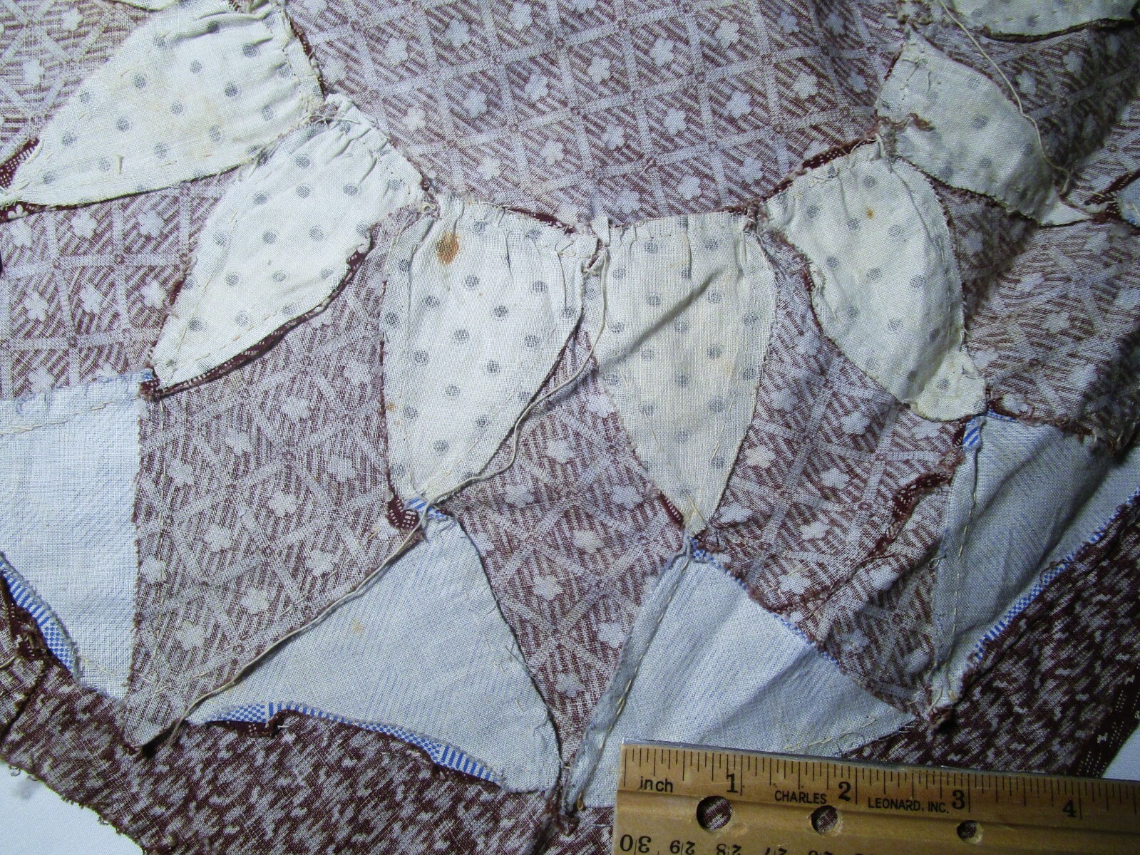 Antique Quilt Block 1800's Hand sewn Star/Wheel Crisp! large 18