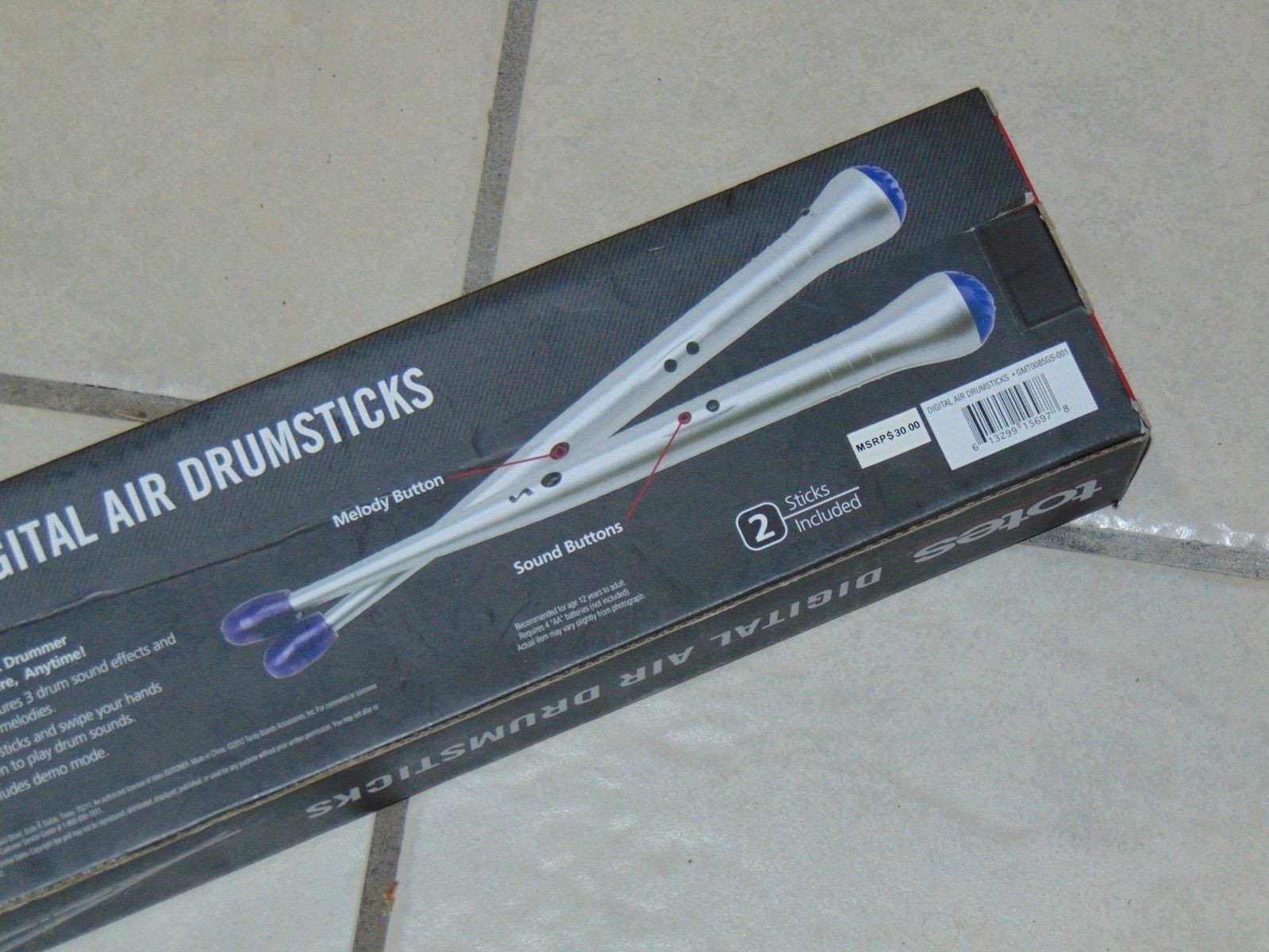 New Totes Digital Air Light Up Drumstick Box Set electronic toy gift rhythm
