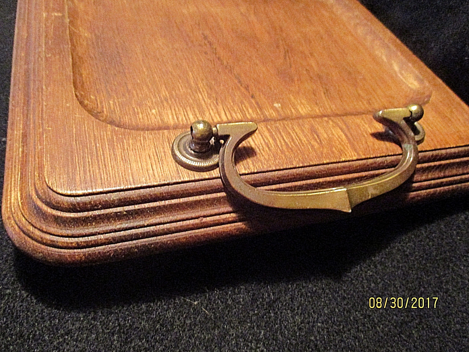 Fred Press Wood Cracker Tray Ceramic Insert w/dome VINTAGE Mid-Century  9 x 16