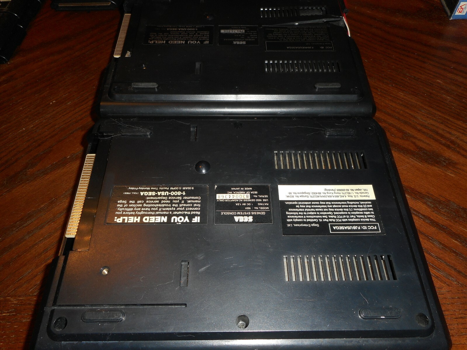 Lot of 2 Sega Genesis Consoles Systems (Model 1601) Parts or Repair