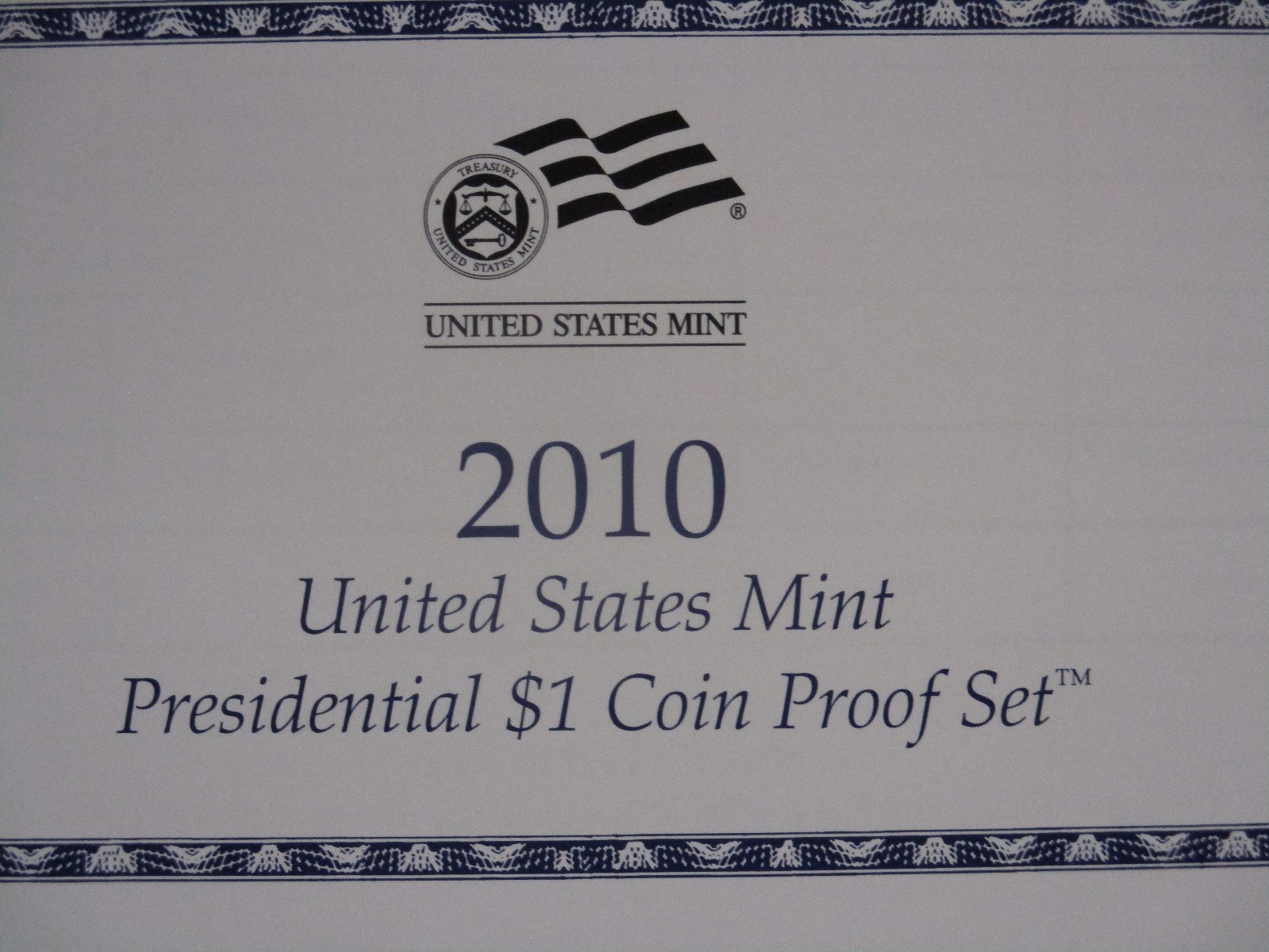 2010-S U.S. PRESIDENTS (4) COIN PROOF SET W/BOX & COA
