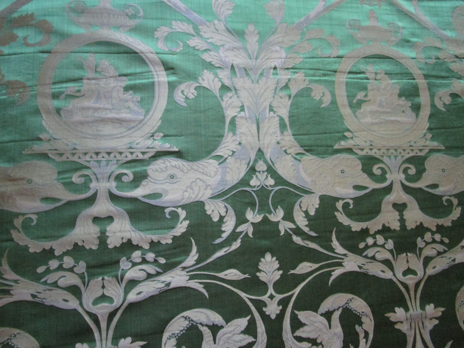 Italian Green Silk Blend Damask Fabric 61