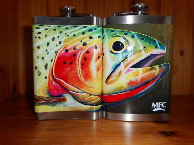 MFC Montana Fly Co Wiskey Hip Flask - Stainless Steel - Wild Cutthroat Trout NEW
