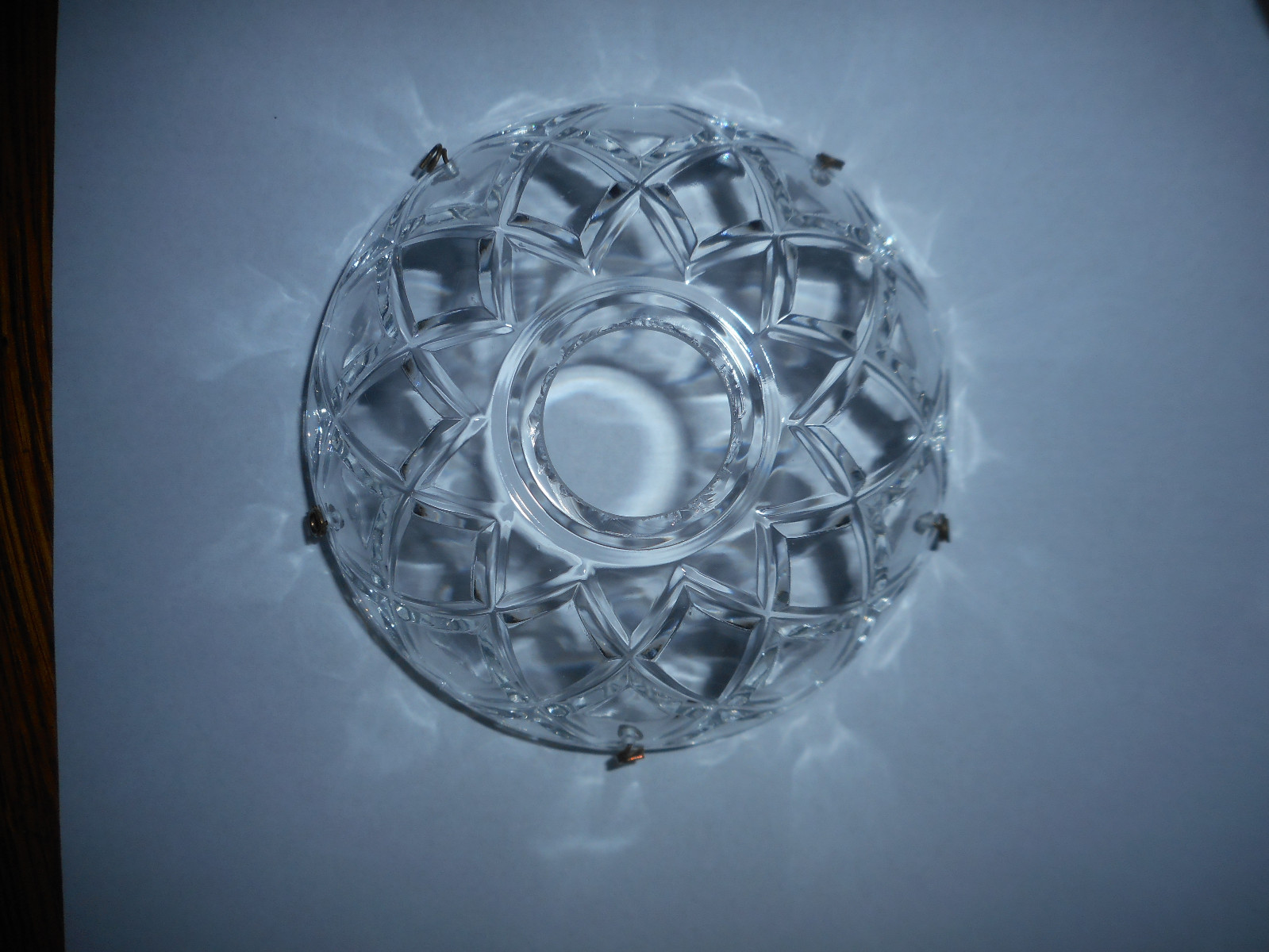 3 Vintage Crystal Lamp Part Chandelier Bobesche, 4” Dia, 5 Pin  (W3)