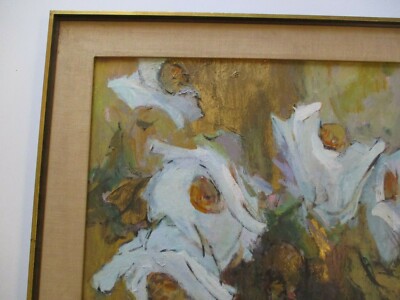 ROSE BAUMRUKER OIL PAINTING ABSTRACT EXPRESSIONISM FLORAL MODERNISM MID CENTURY