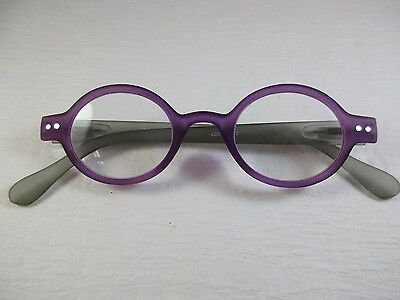 ROUND SOFT MATTE Rubber Flexible EGGPLANT & GRAY Reading Glasses  +2.75