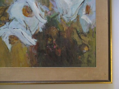 ROSE BAUMRUKER OIL PAINTING ABSTRACT EXPRESSIONISM FLORAL MODERNISM MID CENTURY