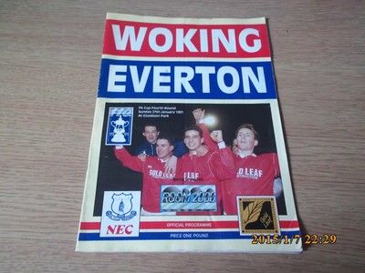 WOKING v EVERTON - 27/1/1991 - FA CUP 4th ROUND - PLAYED AT GOODISON*SCORE 0-1*