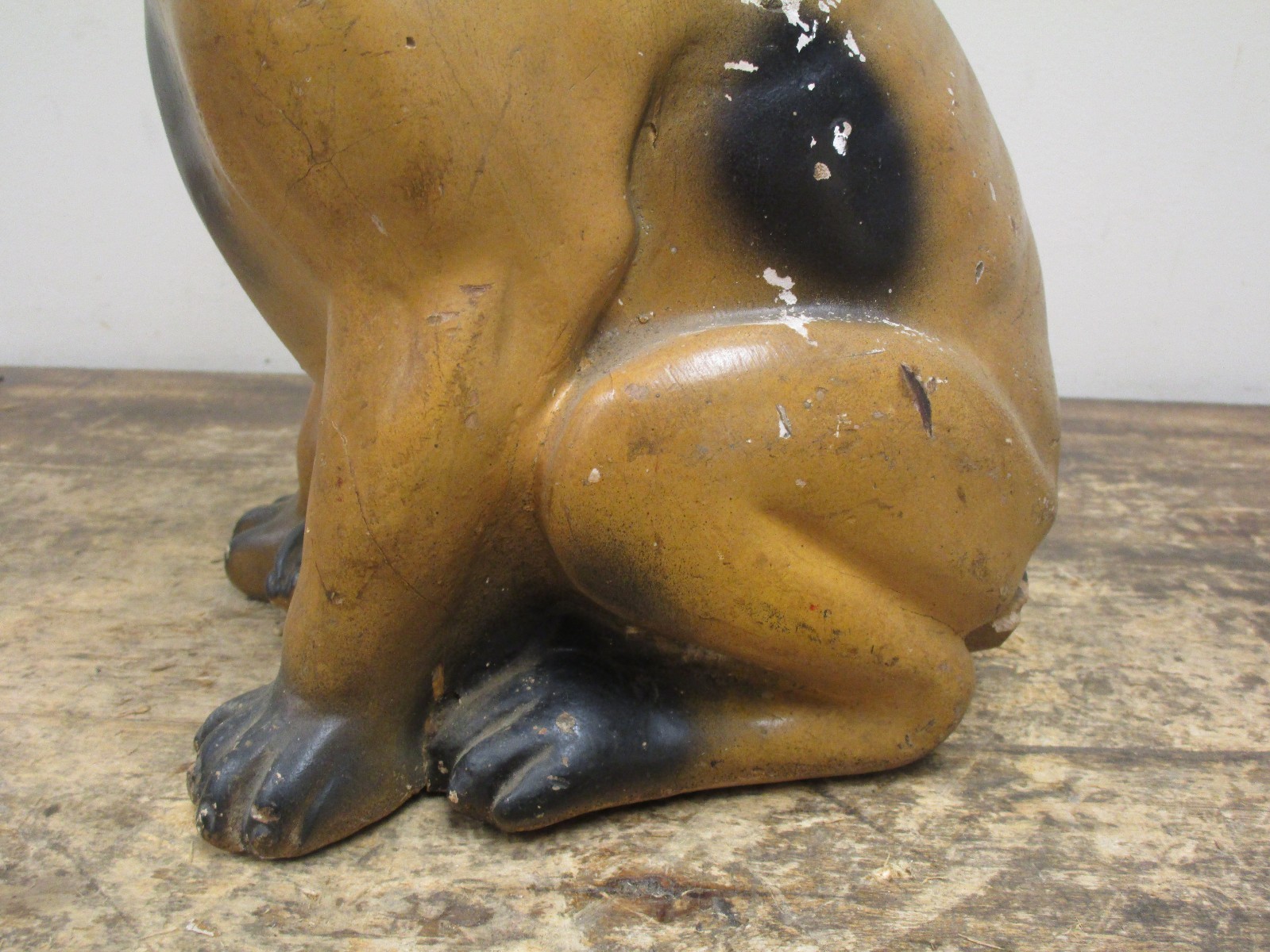 Vintage Antique Chalk Chalkware Bulldog Dog Statue
