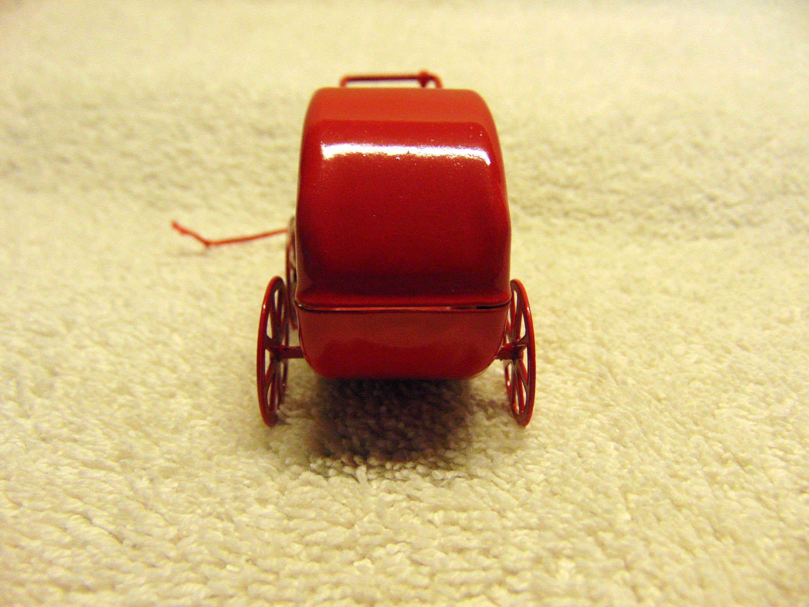 Vintage Painted Metal Baby Buggy Christmas Ornament Dollhouse