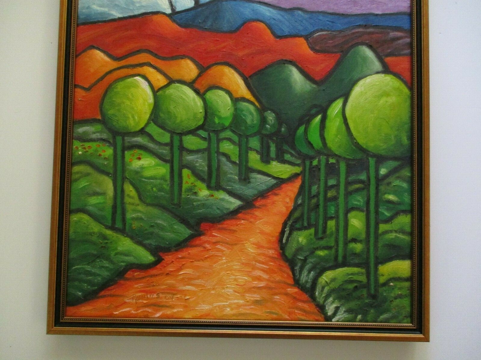 24 INCH GERALD ROWLES PAINTING EXPRESSIONIST ABSTRACT MODERNIST  LANDSCAPE RARE