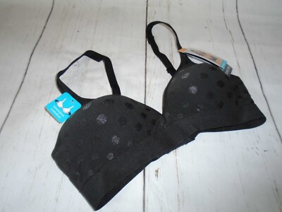 NWT Soft Polkadot Black Wireless BARELY THERE Full Coverage Bra #4546 S