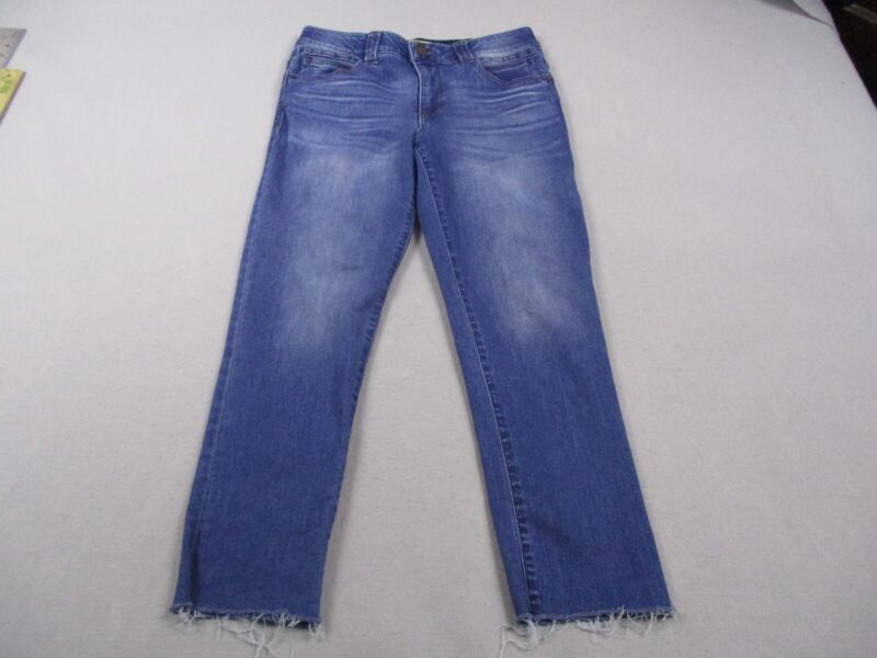 Democracy Jeans Womens 10 Blue Tummy Control Straight Crop Raw Hem Ab Technology