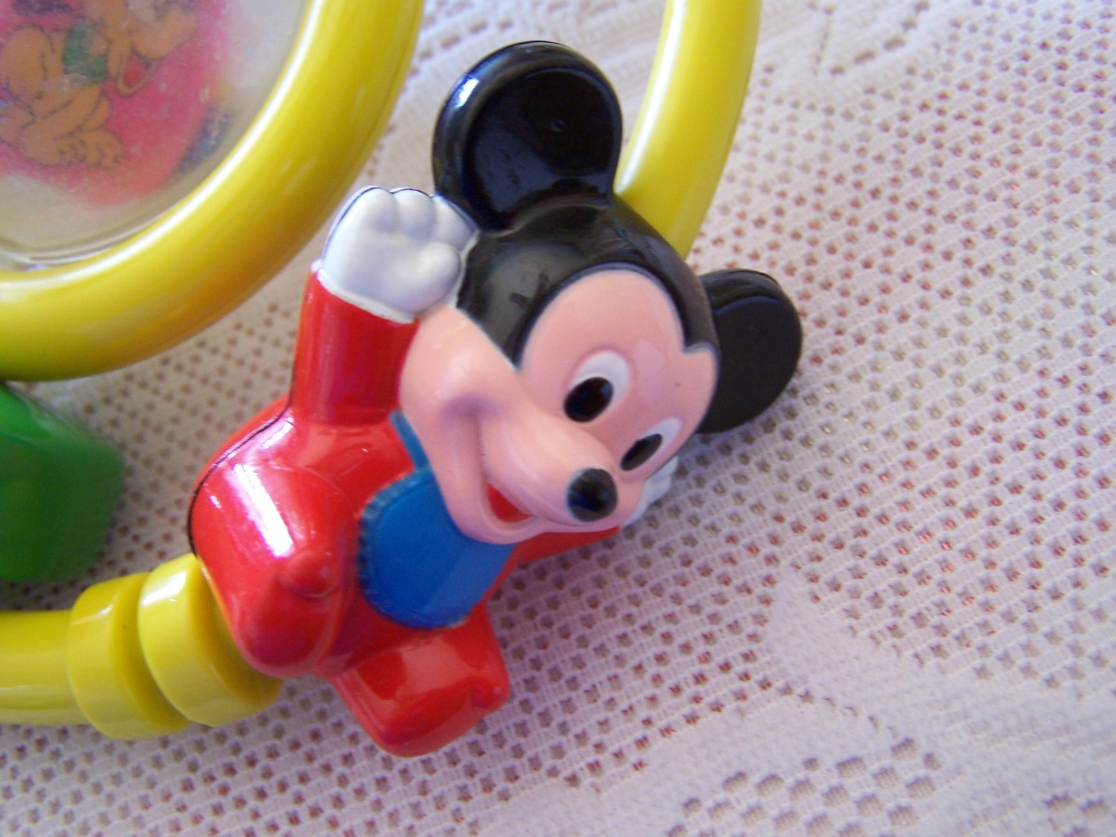 1985 Mickey Mouse Donald Duck Pluto Disney Babies Teething Ring Rattle 6.5”