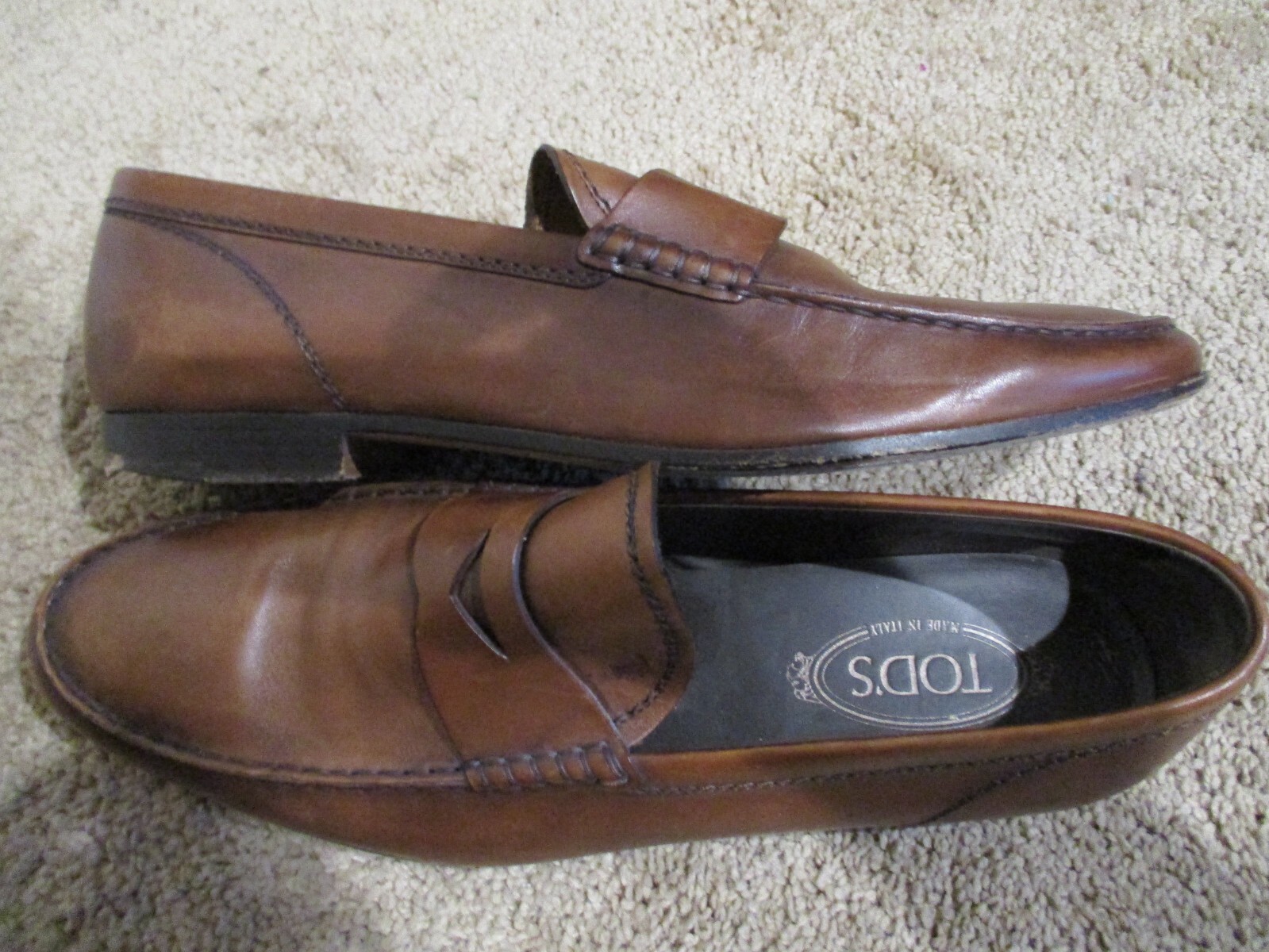 TODS brown leather loafer mens shoes sz 