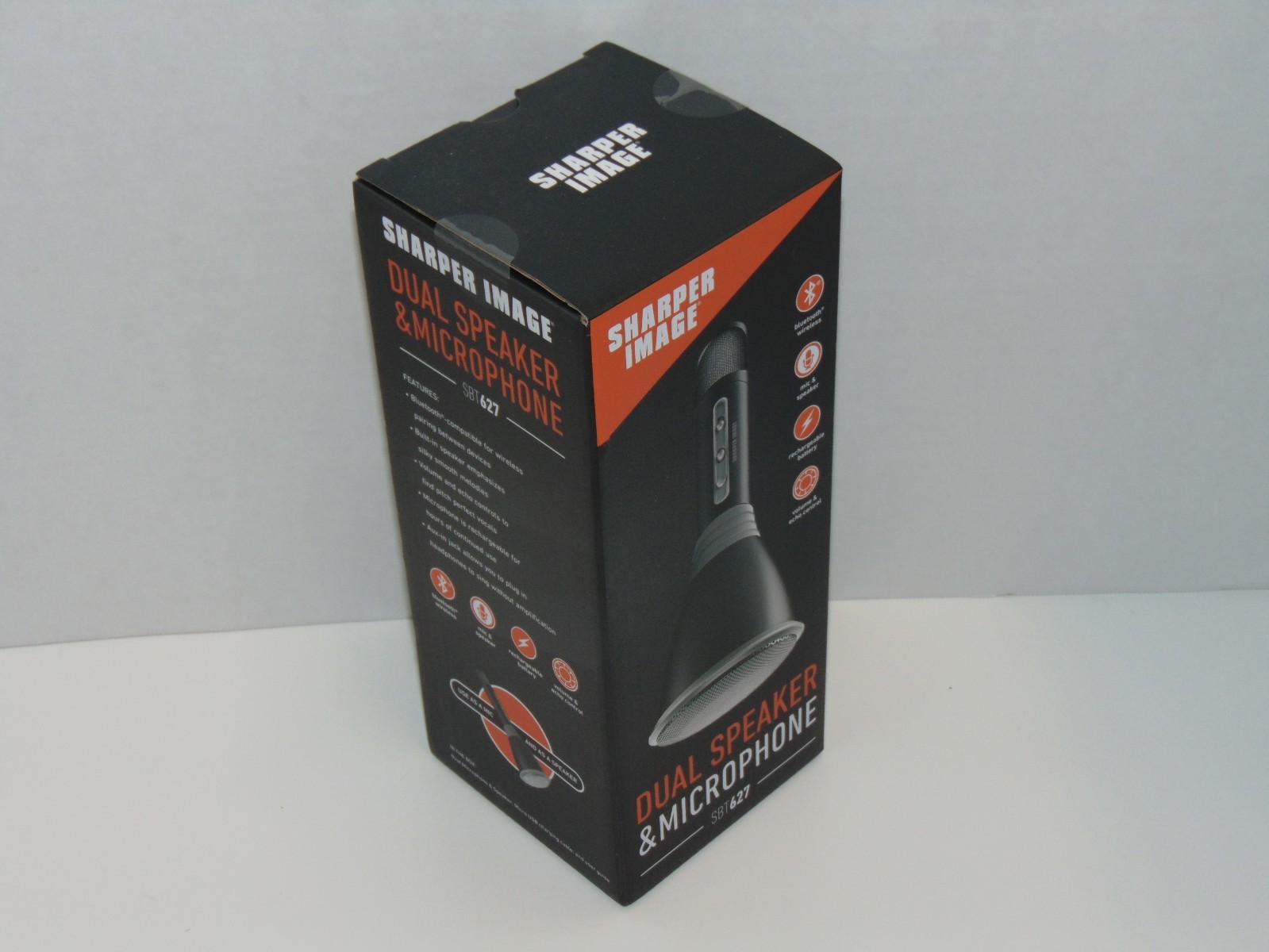 Sharper Image SBT627 Wireless Microphone Bluetooth Speaker Black Karaoke SEALED!