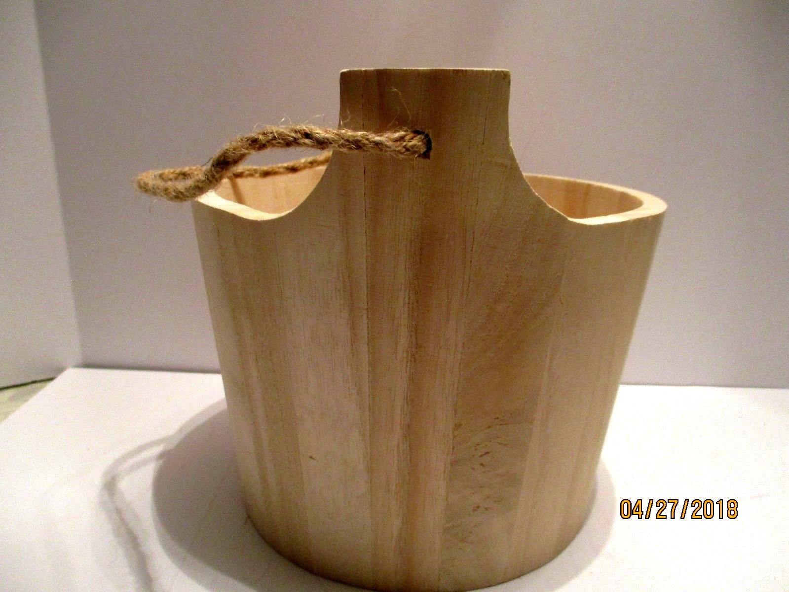 Large Unfinished Soft Wood Unfinished Bucket Rope Twine Handle for Decorating