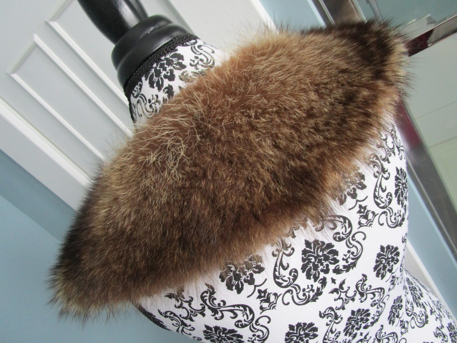 VINTAGE Brown Real Genuine RACCOON FUR Lined Collar Jacket Coat Unisex