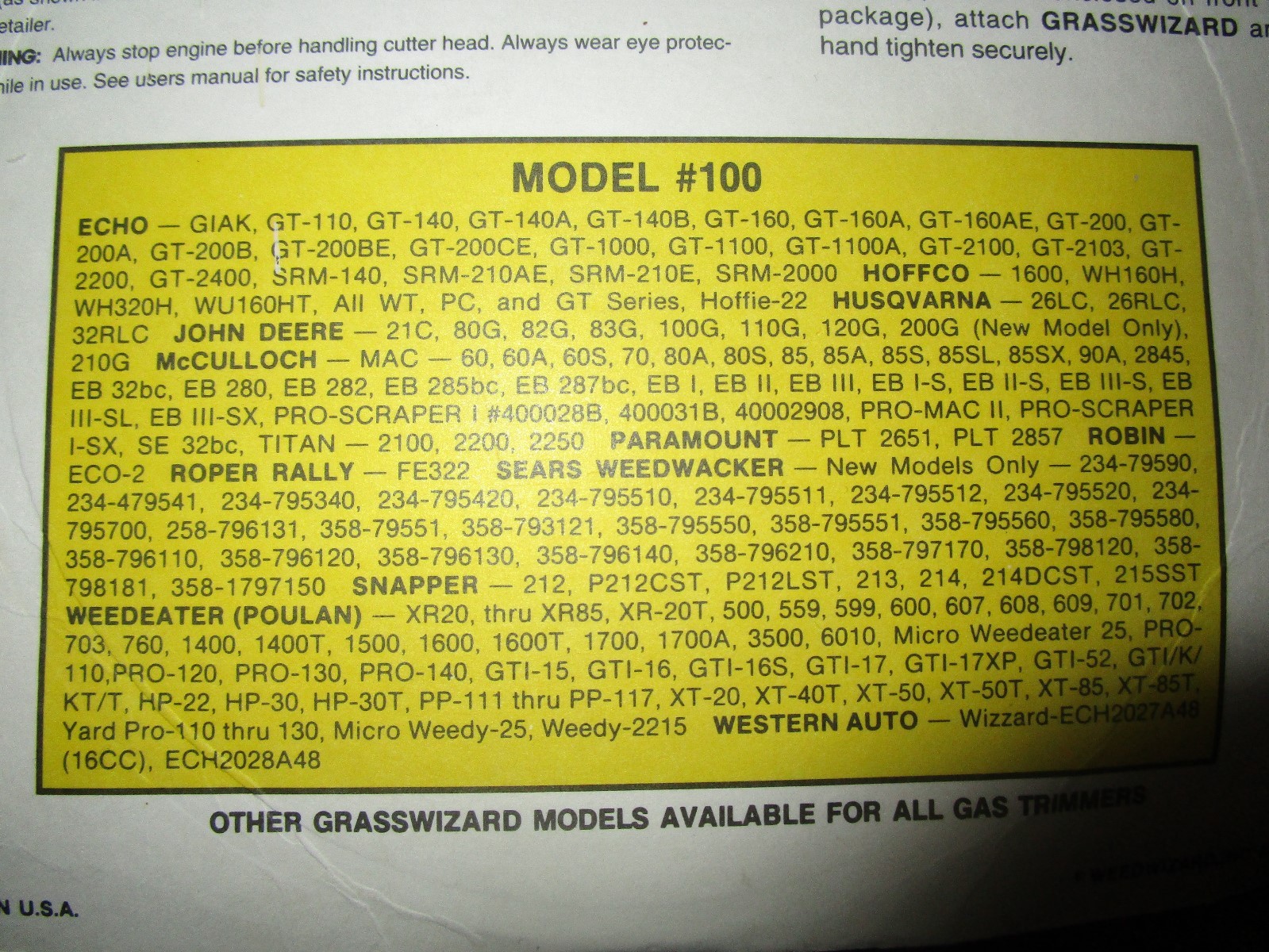Vintage grass wizard model 100 New in package
