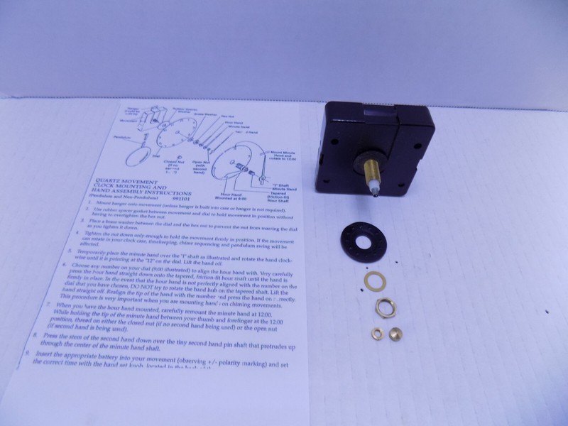 BATTERY OPERATED QUARTS CLOCK MOVEMENTS BY QUQRTEX WITH REPLACMENT HARDWARE