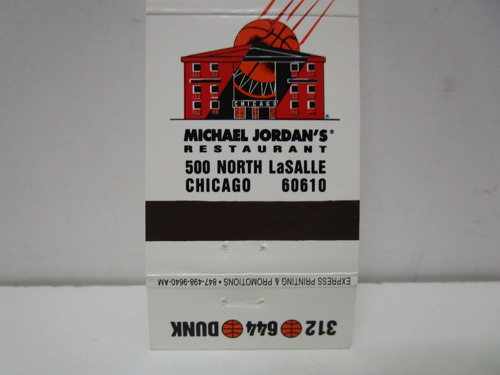 Michael Jordan's MJ's Fast Break Restaurant, Chicago, Illinois Matchbook Cover